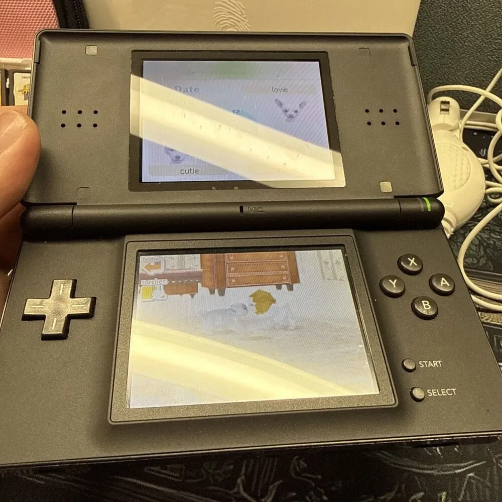 Nintendo DS Lite Black Console Bundle With Cases And 8 Games